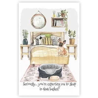 Image of French Bulldog Greetings Card, Funny Frenchie Card.