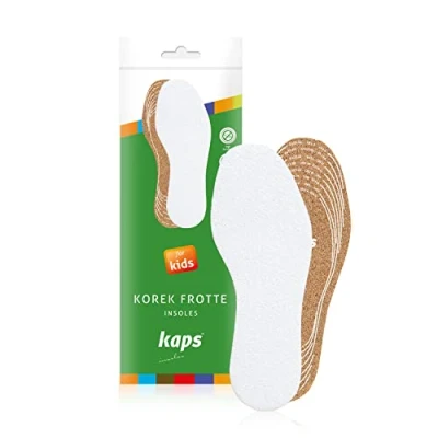 Image of Kaps Cork Frotte Kids, Terry Cloth And Shoe Insoles For Children, Freshness Hygiene, Cut To Size, Fit, Made In Europe, 1 Pair