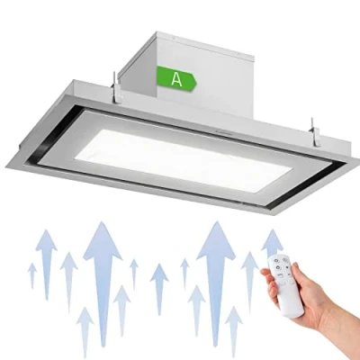 Image of Klarstein Remy Brilliant Edition Island Hood, EEC A, 618 m3 / h, 230 W, Remote Control, LED Lamp: 3 Brightness Levels up to 6500 Kelvin, Grease Filter, Exhaust Air and Circulating 90 cm, Silver