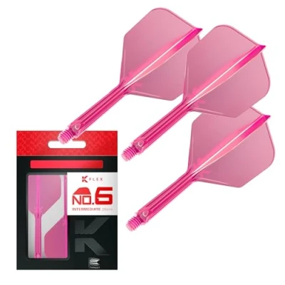 Image of TARGET Darts K Flex Integrated Dart Flight And Shaft, No.6 Pink (Intermediate) Pack Of 3 No 6, Kflex Precision Moulded 2 In 1 Flights Stem Professional Accessories