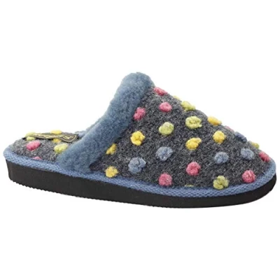 Image of Sleepers DONNA Ladies Spot Mule Slippers Blue UK 5