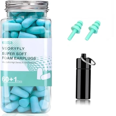 Image of VeoryFly Soft Foam Ear Plugs for Sleep, 122 Pcs 38 dB Highest SNR, EarPlugs Sleeping Noise Cancelling, Reusable Comfortable Hearing Protection Earbuds Snoring, Work, Lound
