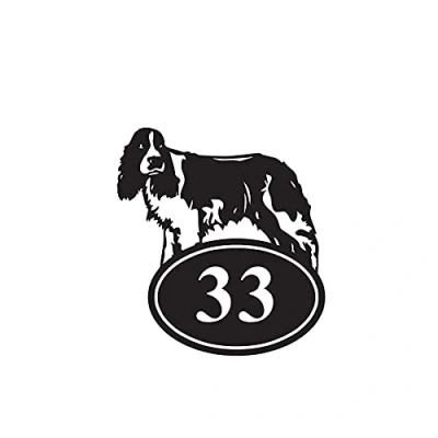 Image of New Black English Springer Spaniel Iron House Number Sign