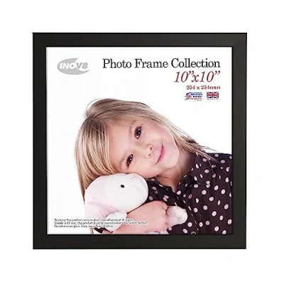 Image of Inov8 British Made Real Wood Picture/Photo Frame 10x10&quot; Inch(25x25cm) Auckland 20mm Pine Black