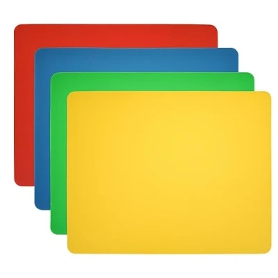 Image of MantraRaj Flexible Plastic Chopping Board Mat Food Cutting Kitchen Boards Colored Mats BPA Free Dishwasher Safe Set of 4