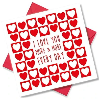 Image of Punkcards Valentines Day Card for Boyfriend ‘I Love You More &amp; Every Day’ Husband