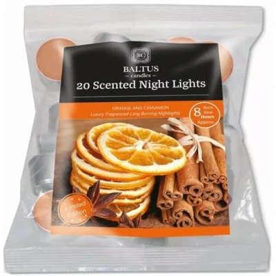 Image of Winter Fragrance 8 Hour Tea Lights 20 Pack (Orange &amp; Cinnamon)