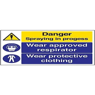 Image of V Safety Danger Spraying In Progress Garage Sign 400mm x 300mm 1mm Rigid Plastic