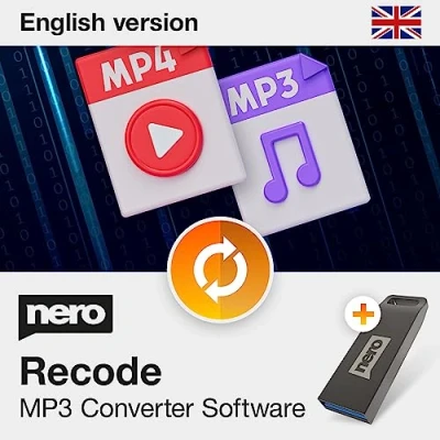 Image of MP3 converter Software on USB Stick converter, conversion, for videos (MP4, MPEG, VOB, DAT) and audio (MP3, WAV, FLAC, MP2) Windows 11 / 10 8 7 1 PC