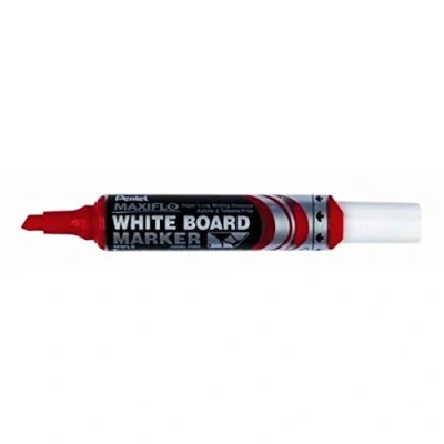 Image of Pentel Maxiflo Green Label Whiteboard Marker Chisel Tip Broad red