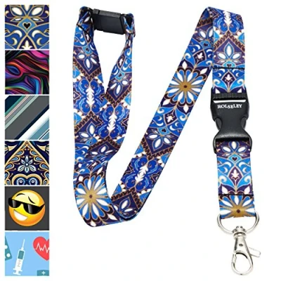 Image of ROLSELEY Multicolour Lanyard Neck Strap with ORNAMENT PATTERN metal clip