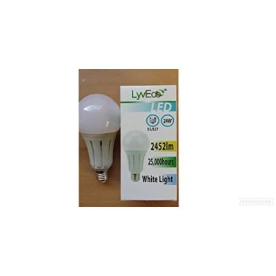 Image of 24w LED A60 GLS Light Bulb ES E27 Screw in Cool White. Pack of 2.