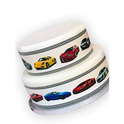 Image of Top That Edible Decor Sheet Fast Car Supercar Border Ribbon Perfect for Decorating Your Cakes Easy to Use