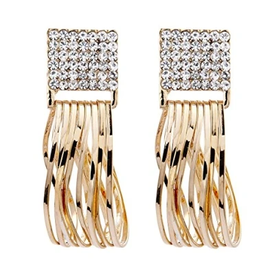 Image of Clip On Earrings Gold Plated With Clear Crystals And Hoops Bria C