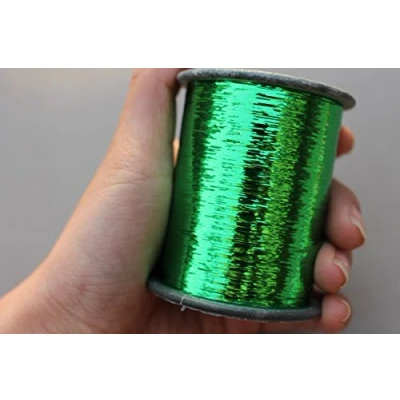 Image of Tigofly 1 Spool 8000m 12 Colors Holographic Tinsel Flashabou Flat Mylar Sparkle Flash Fly Tying Materials Width 1/92&quot; (green)