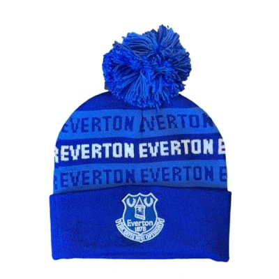 Image of Everton Official Text Repeat Junior Bobble Hat, Royal Blue
