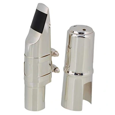 Image of Yibuy #7 Silver Nickel plated B flat Soprano Saxophone Mouthpiece with Ligature Reed