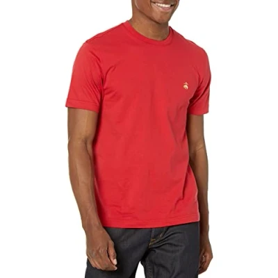 Image of Brooks Brothers Men&#039;s Supima Cotton Short Sleeve Crewneck Logo T Shirt, Red
