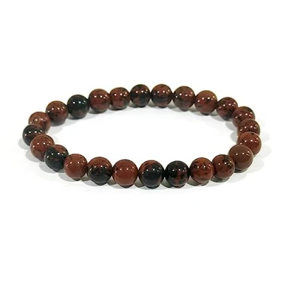 Image of Crystal Stone 8mm Necklace Bracelet Real Healing Stones Chakra Natural (Mahogany Obsidian Bracelet)