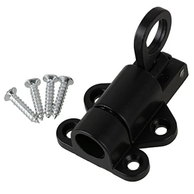 Image of BQLZR Black Aluminum Window Cabinet Pull Ring Spring Load Automatic Door Bolt Latches Lock with Screws