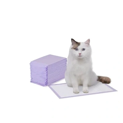 Image of Amazon Basics 20 Pack Disposable Cat Litter Tray Liners with Quick dry Surface, Fresh Scent, Purple, White