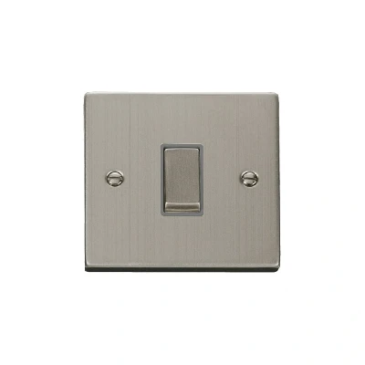 Image of Click Deco 1 Gang 2 Way Ingot 10AX Switch Stainless Steel Grey Inserts