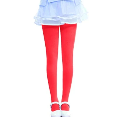 Image of Kids Fashion Girls Microfiber Semi Opaque Tights 40 Denier (13 Years Plus(158cm), Red)