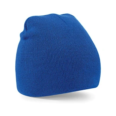 Image of Beechfield Unisex 100% Soft Feel Knitted Beenie Hat 9 Colours Available Baseball Cap, Blue (Bright Royal), One Size