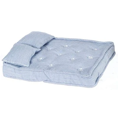 Image of Dolls House Double Mattress &amp; Pillows Miniature 1:12 Bedding Bedroom Accessory