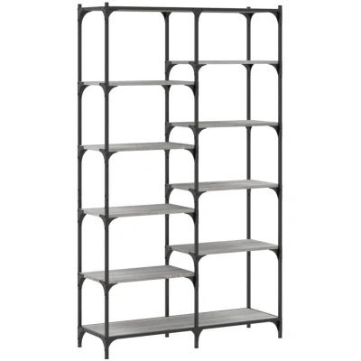 Image of vidaXL Bookshelf Grey Sonoma 100x32x170 cm Engineered Wood and Iron