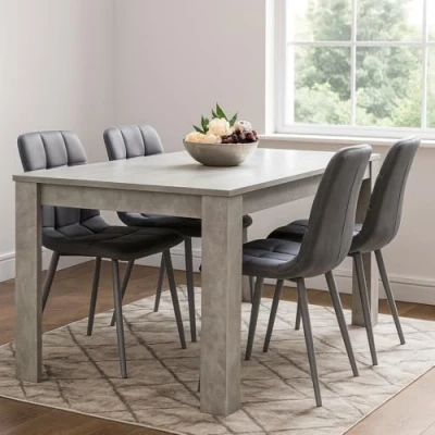 Image of KOSY KOALA Dining Table Set Of 4 Kitchen and Grey Tufted Velvet Chairs