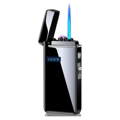 Image of Dual Arc Lighter Jet Flame Torch Cigar USB 2 in1 Rechargeable Windproof Flameless Good for Cigarette Candle Pipe