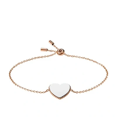 Image of Fossil Women&#039;s Rose Gold Stainless Steel Chain Bracelet, JF03644998