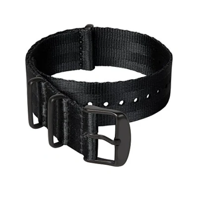 Image of Archer Watch Straps Seat Belt Weaved Nylon Premium Quality NATO (Black, Matte Black, 22mm)