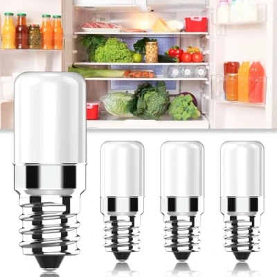 Image of Cxyemt E14 Small LED Light Bulb Fridge Lamp, 2W Equivalent to 20W Halogen, 2700K Warm White Mini Bulbs for Fridge, Range Hood and Night Light, Non dimmable, 4 Pack