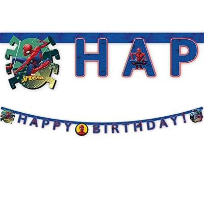 Image of Spiderman Happy Birthday Banner, Red, 89152