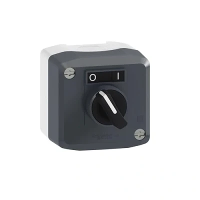 Image of Schneider Electric Control station, Harmony XALD, XALK, plastic, dark grey lid, 1 selector switch, standard handle 22 mm, 1NO