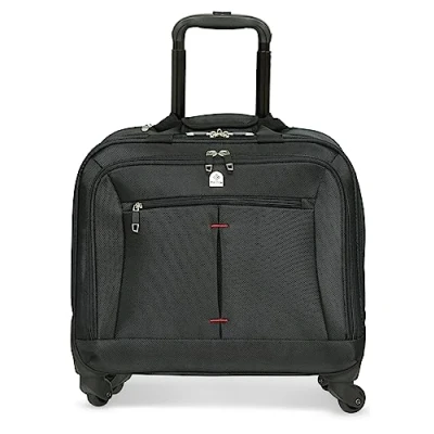 Image of Tassia Roller Bag Wheeled Laptop Black Hand Luggage Case Business Briefcase Large with Storage 4 Wheel Spinner Cabin for Men &amp; Women Travel or