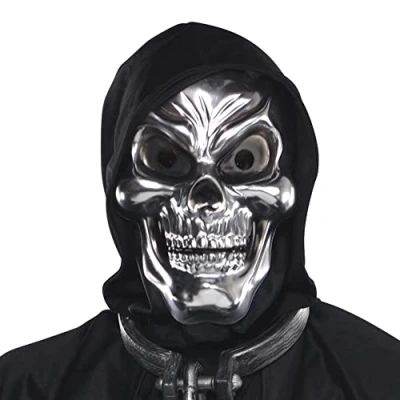 Image of Amscan International ltd 840017 55 Silver Skull Plastic Mask, 1 Pc, Non Solid Colour, One Size