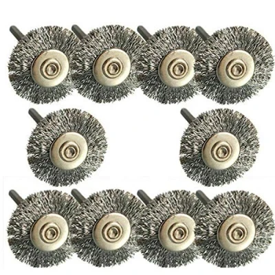 Image of TF Steel Wire Wheel Brushed, Brushes Drill Bit Set 10 pcs, Cleaning Brushes, Round Shank 3mm, Crimped Wire, Polishing Attachment Kit Grinder Rotary Tools
