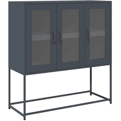 Image of vidaXL Sideboard Anthracite Cold Rolled Steel Storage Cabinet/Buffet 100.5x39x107 cm for Living Room, Bedroom, Kitchen, Office