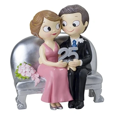 Image of Mopec Sitting Groom Figurine 25th Anniversary, Polyresin, Silver, 8.5 x 14 15 cm