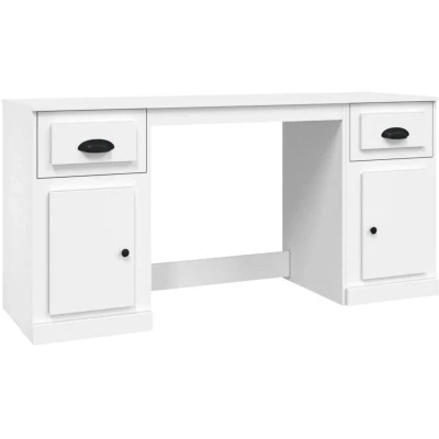 Image of vidaXL Desk with Cabinet White Engineered Wood
