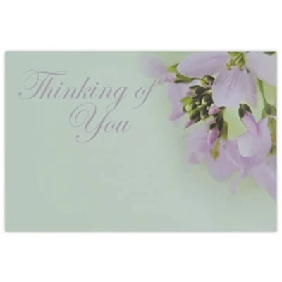 Image of celloexpress Thinking of You (Purple Cuckoo) Flower Message Cards 60mm x 90mm Everyday Occasions Florist Card Gift Notes (Pack 10)