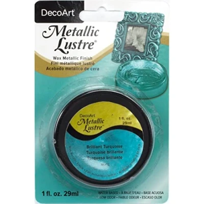 Image of Deco Art Metallic Lustre Wax Finish 1oz Brilliant Turquoise