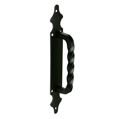 Image of Amig Handle for Passage or Entry Doors Mod.101 280 x 45 mm Rustic Style Forged Type Zamak Black Finish includes Coach