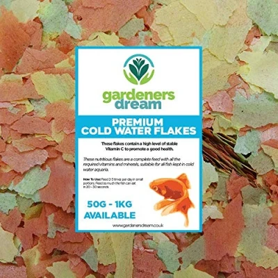 Image of GardenersDream Cold Water Flakes Premium Grade Nutritious Fish Food Mix Healthy and Natural Daily Feed for Aquarium Animals High In Protein, Great Source of Vitamins &amp; Easily Digestible (1kg)