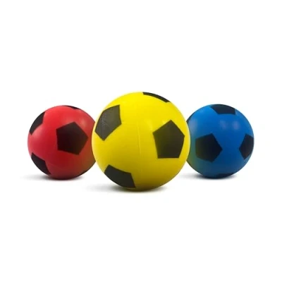 Image of MantraRaj 17.5cm Pack Of 3 Blue Red Yellow Football Sponge Foam Soccer Ball Suitable For Outdoor Games Kids Indoor Garden Adults, Boys And Girls All Ages