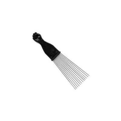 Image of Afro Comb Long Fan Metal Pik with Fist Handle