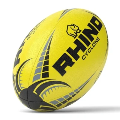 Image of Rhino Cyclone Rugby Ball, Fluo Yellow, Size 5
